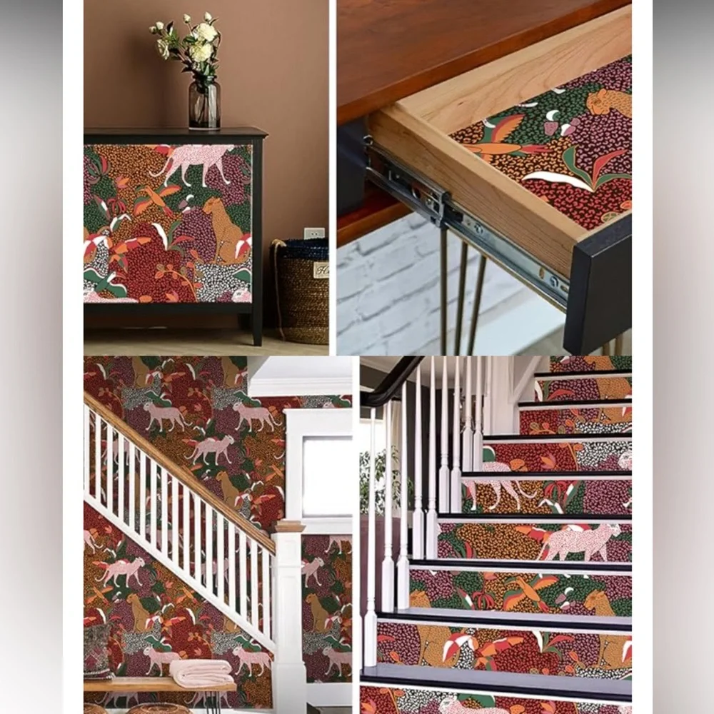 🆕 Colorful Leopard Animal Print Peel-N-Sticky Wallpaper Roll